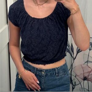 Hollister Blue Fitted Crop Top